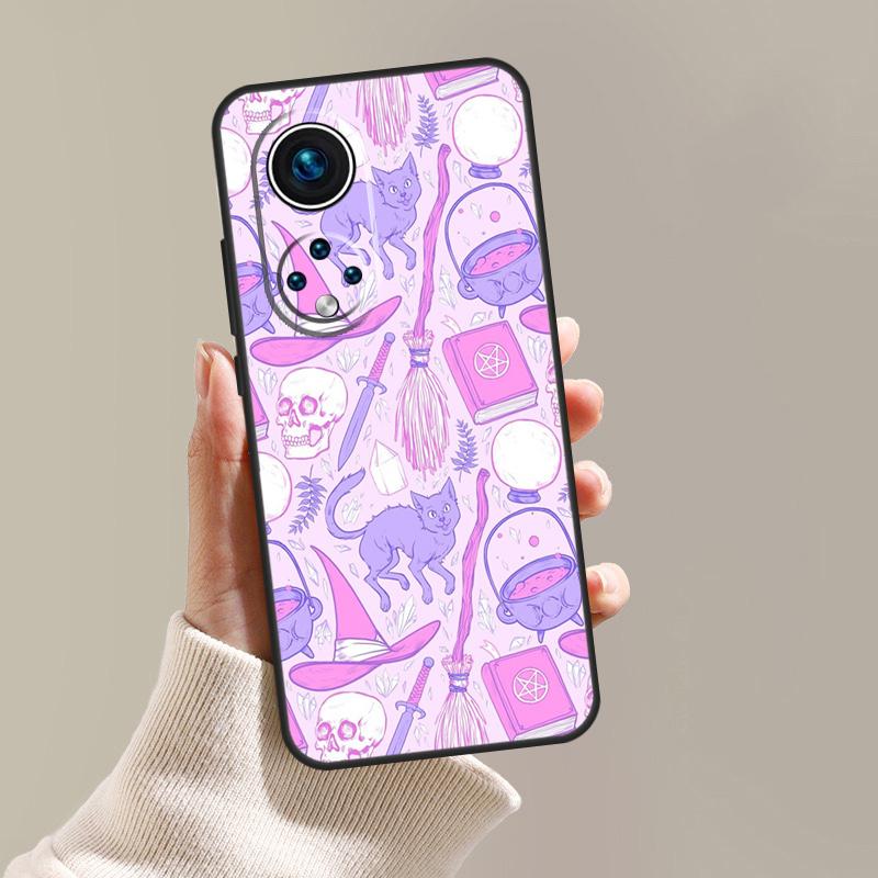Witch Black Cat Case For Honor Magic 5 6 7 8 Pro 200 400 Lite 50 70 90 Win RT X8c X8b X9a X9b X9c X9d Cover