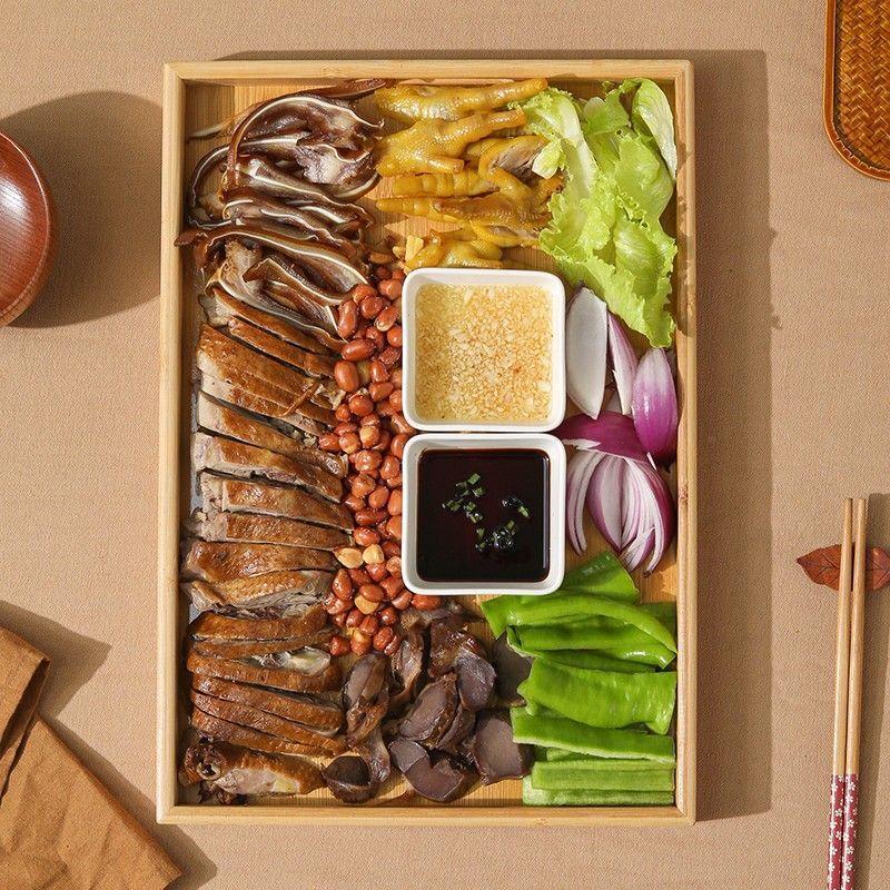 Rectangular Bamboo Serving Tray with Handles