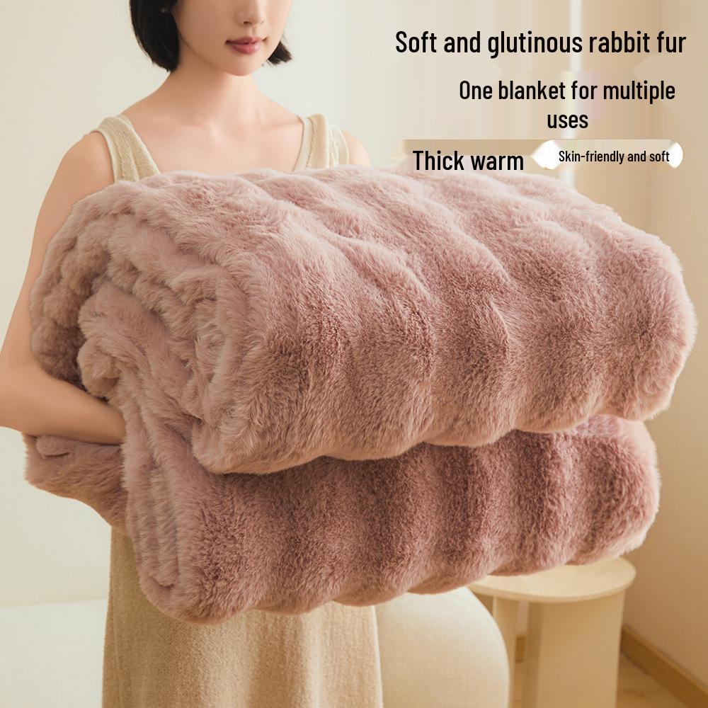 Tlustá zimní flanelová deka třídy A - Nap z králičí srsti a korálové rouno přehoz na postel