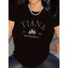 T-shirt Grafica da Donna Taglia Europea "Tiana" - Manica Corta Bianca, Girocollo, Design Casual e Resistente con Stampa Floreale, Perfetta per l'Uso Quotidiano
