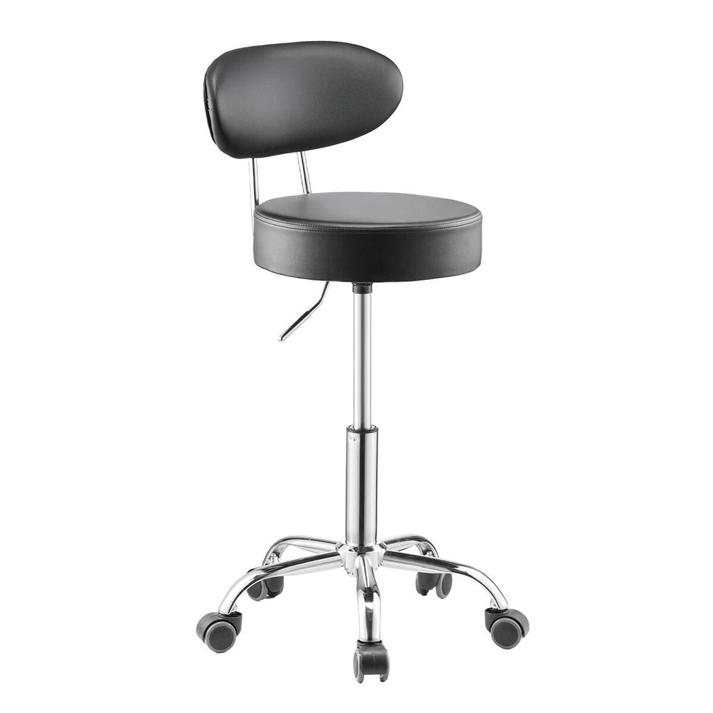 Shop Stool Adjustable Garage Seat 300 Lbs Load with Backrest & Wheels