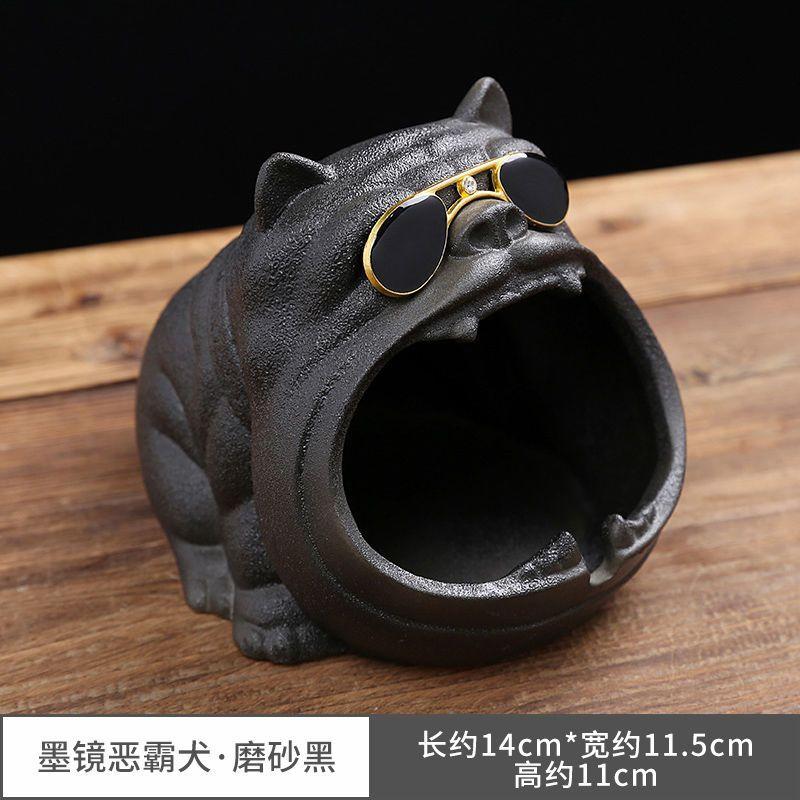 New Household Cute Cartoon Fu Pig Dog Ashtray Creative Ceramic Ashtray Personalized Trend Windproof Fly Ash