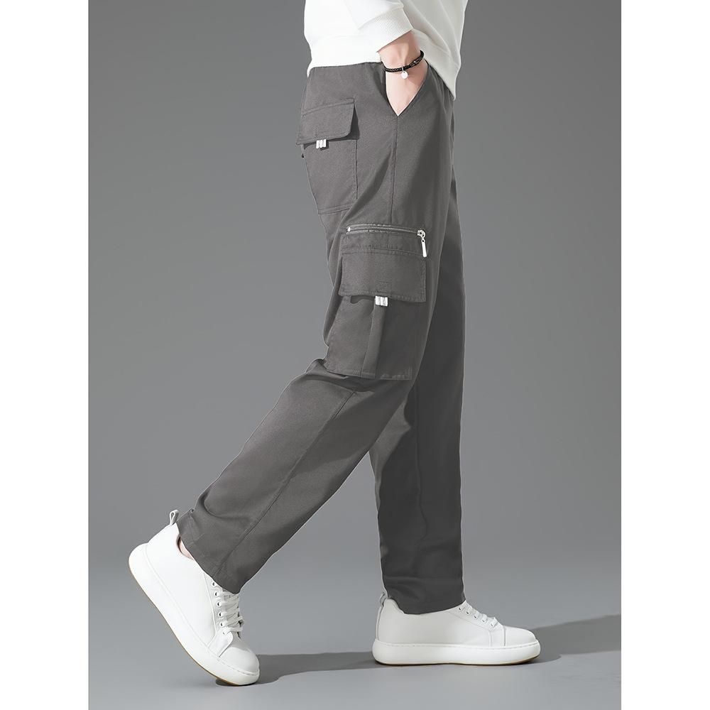 Multi-pocket tooling casual pants men's spring and autumn new straight sweatpants loose long pants