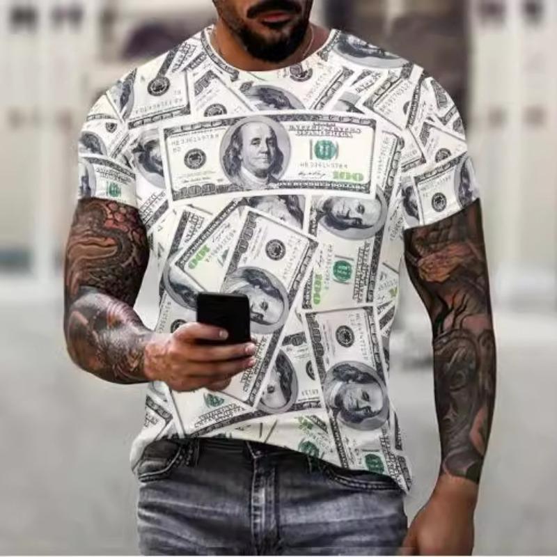 

Summer Round Neck 3D Printed Top Fashionable Casual Short Sleeved Men s T-shirts 6XL