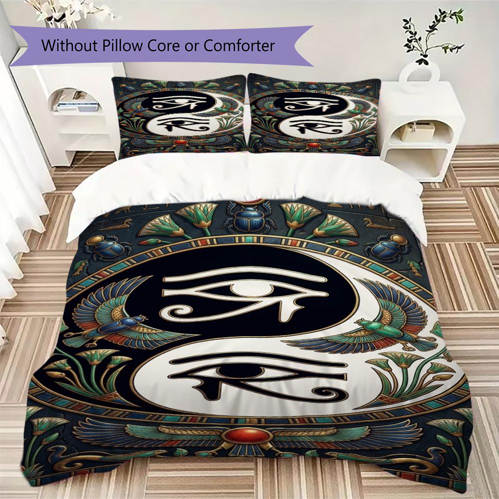The Eye of Horus Pattern Bedding Uilt Set Uilt Cover Pillowcase Home Decoration Birthday Gift (1 * Duvet Cover + 2 * Pillowcase Without Core)109