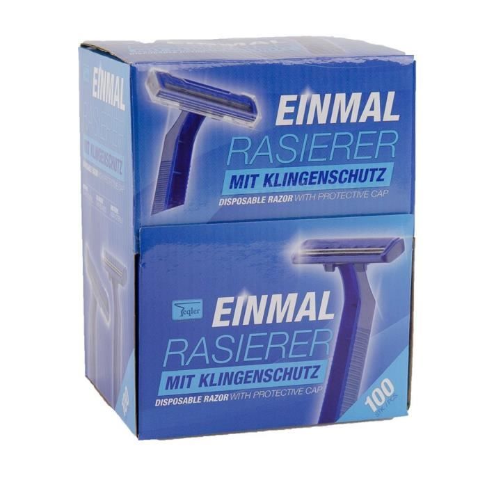 Teqler Rasoir jetable rase chaque longueur de poil délicatement, sûrement et sans irritations, bleu (pack de 100) - T-370650