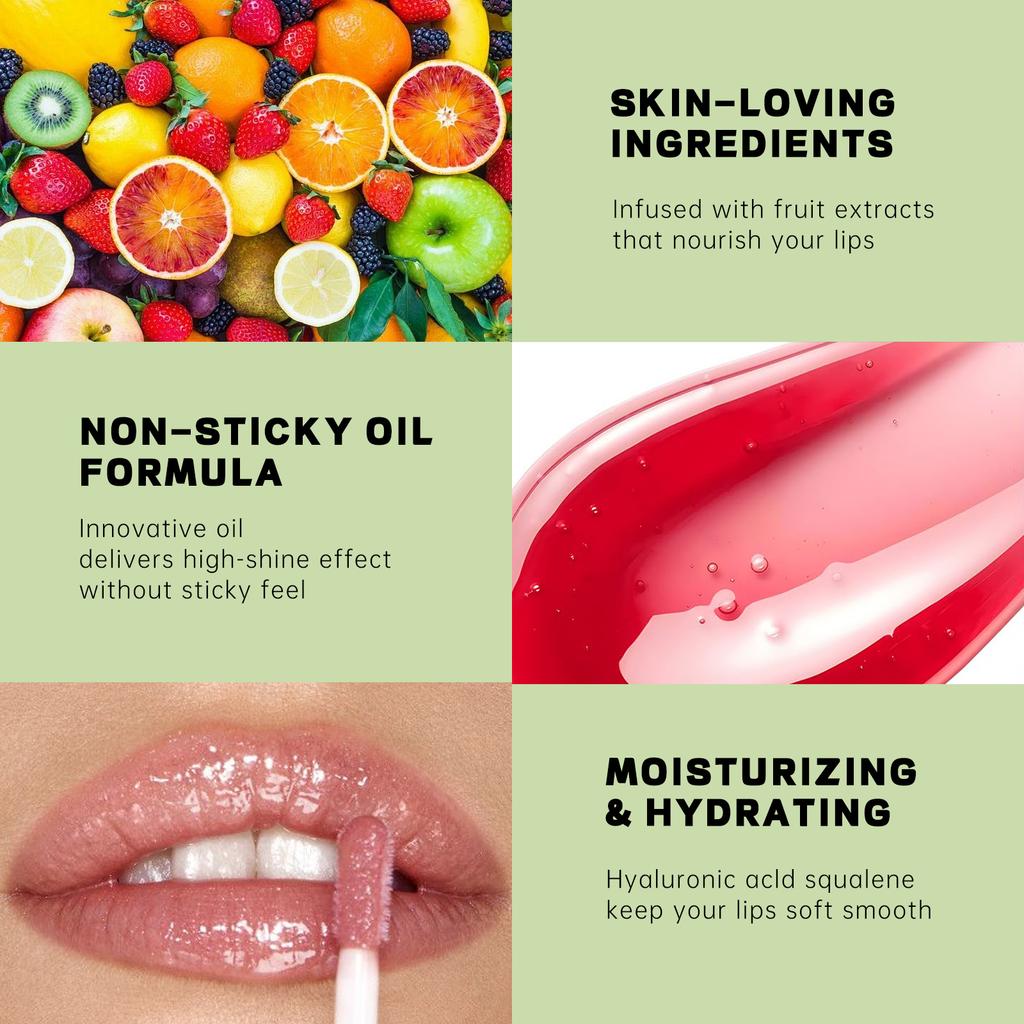 Julystar 20 Color Fruit Lip Gloss Pearlescent Dudu Lip Moisturizing and Moisturizing Mirror Water Light Temperature Changing Lip Oil