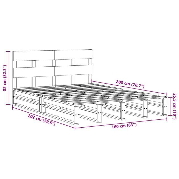 VidaXL Cadre de lit et tête de lit cire marron 160x200 cm bois de pin, lit, meuble de chambre à coucher, lit en bois, lit 3302302