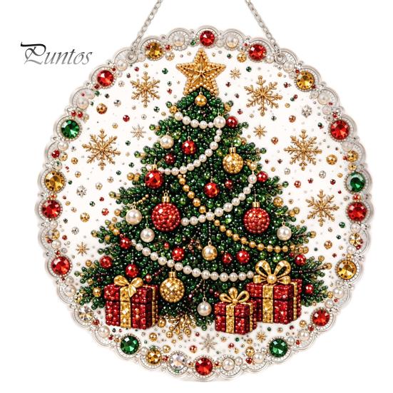 Kristalltextur Ornamente Weihnachten DIY Falsche Diamantmalerei Hängend, Weihnachtsmannkranz Acryl Anhänger, Perlen Kreative Fensterdekorationen Perlen Handwerk