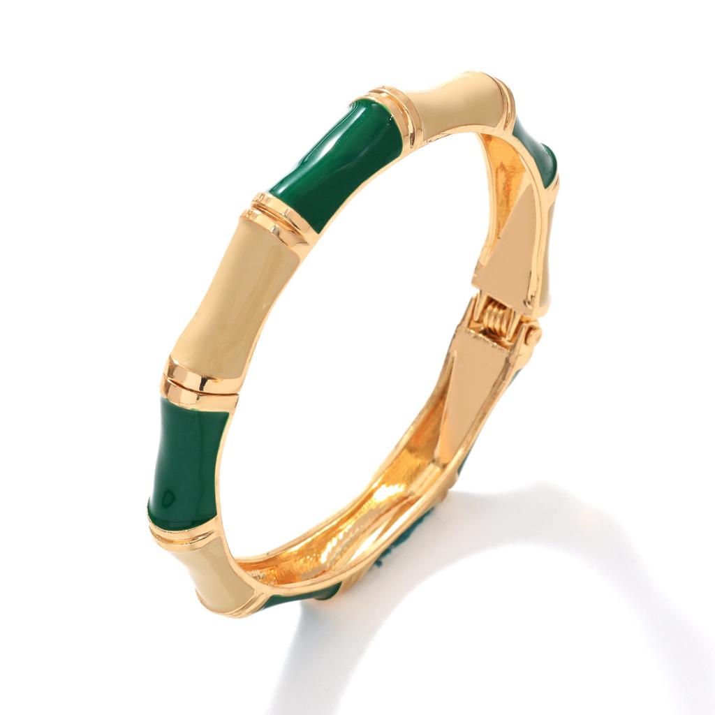 European, American Bohemian Alloy Bamboo Bracelet Women's Fashion Personality Enamel Color Drip Oil Holiday Wind Bracelet