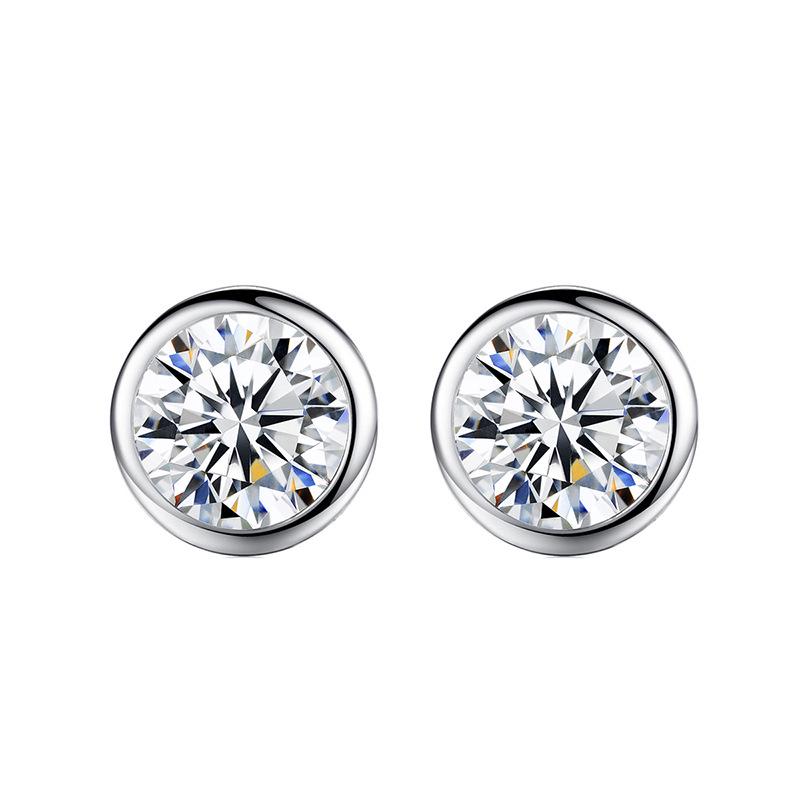 Single Diamond Bag With Stud Earrings, Plated With 18K Platinum, White Gold, Real Gold, Moissanite, Female Carat, Internet Celebrity Earrings