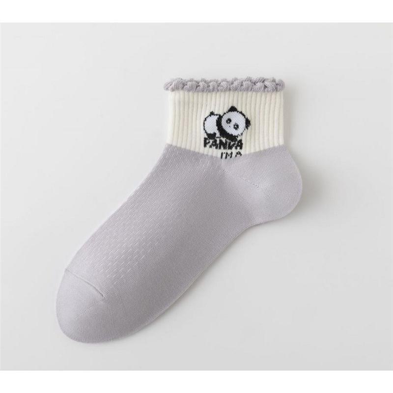 Damen Niedliche Cartoon Panda Low-Top Socken - Frühlings- & Sommeredition, Bequeme Weiße Kurze Socken für Studentinnen