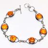 Bellissimo Bracciale Placcato Argento 925 con Ambra 8.5" Gioiello Regalo Più Bello Q3s68