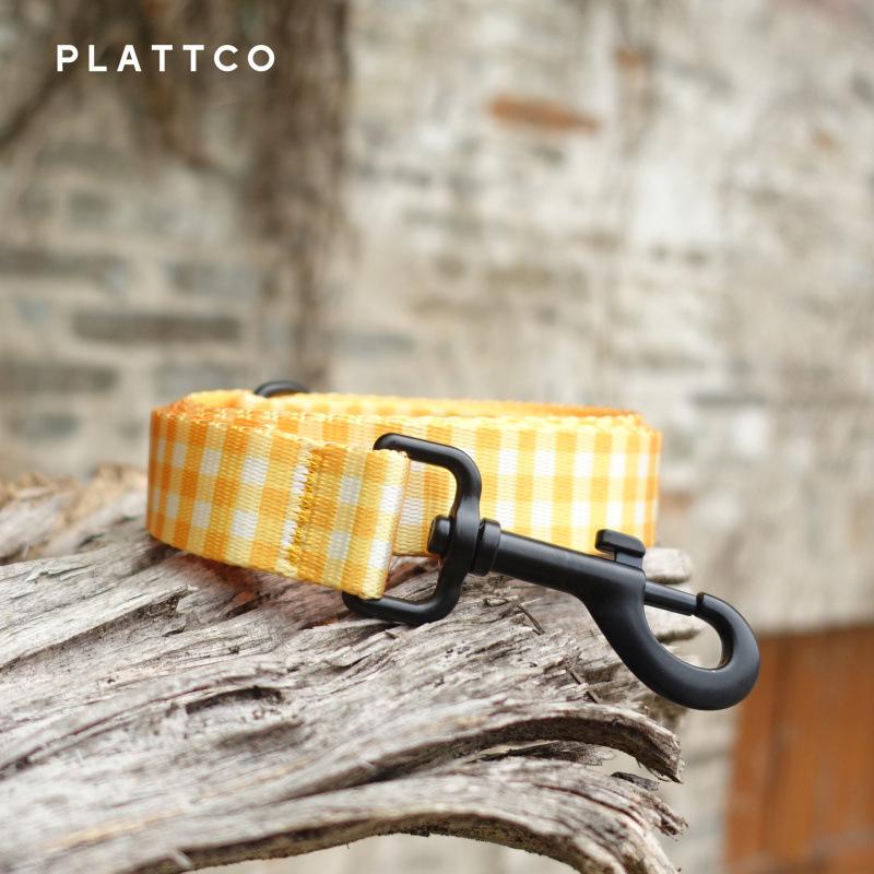 Plattco Yellow Butter Plaid Nylon Pet Leash - Unique Design PDL307 M (2.5*120cm)