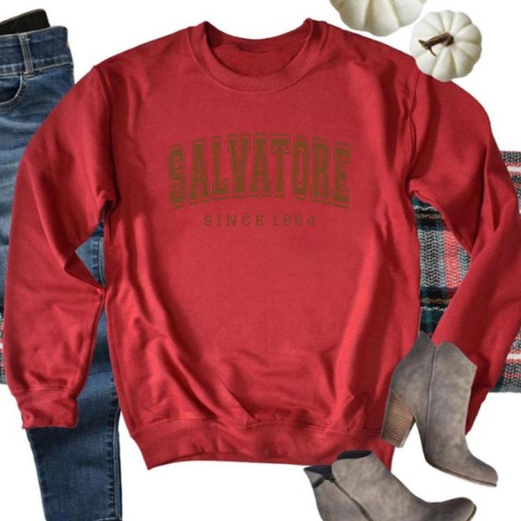 Vampire Diaries TVD Damon Stefan Salvatore Mystic Falls Vintage Hoodie Sweatshirt Crewneck Jumper Fans Top Since1864