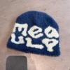 Hat Minimalist Knit Embroidered Letters Meaulp Winter Warmth Protection Earmuff