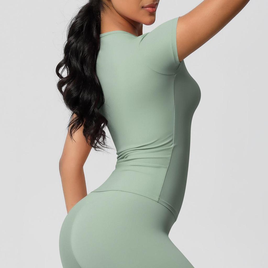 Damen Sport-T-Shirt mit doppelseitig gebürsteter Innenseite zum Laufen und für Yoga