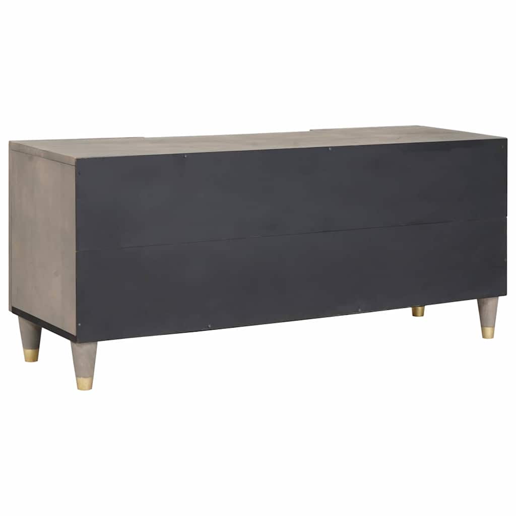 TV Cabinet with Shelf Gray 105 x 33 x 46 cm Solid Mango Wood