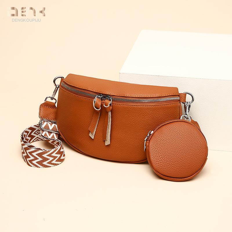 Genuine Leather Women's Bag Fashionable and Niche Single-shoulder Crossbody Bag Cowhide Chest Bag