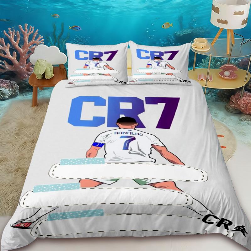 Duvet Cover CR7 Football Star R-Ronaldo Printing Bedding Set Duvet Cover Comforter Bed Youth Kids Girl Boys Gifts