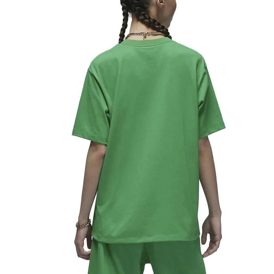 Jordan Logo Printed Breathable Round Neck Loose Short Sleeve Drop Shoulder T-Shirt Women T-Shirt Green FJ2511-310