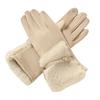 Women's Winter Suede Gloves with Fur Cuffs Soft Warm Touchscreen Cycling Gloves Ladies Fleece Lined Windproof Gloves for Cold Weather