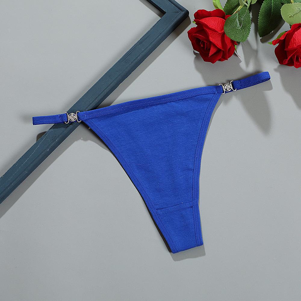 Sexy Rhinestone Women's Thong: Solid Color, Comfortable Breathable Seamless Pure Cotton Panties
