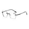 0 To -4.0  Anti Blue Light Glasses Photochromic Myopia Glasses Borderless Cutting Polygons Wholesale of Finished Glasses