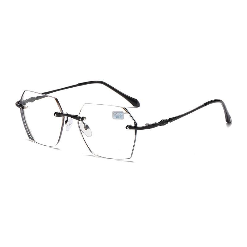 0 To -4.0 Anti Blue Light Glasses Photochromic Myopia Glasses Borderless Cutting Polygons Wholesale of Finished Glasses