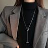 Titanium steel splicing ot buckle sweater necklace women's autumn and winter light luxury accessories long sweater chain