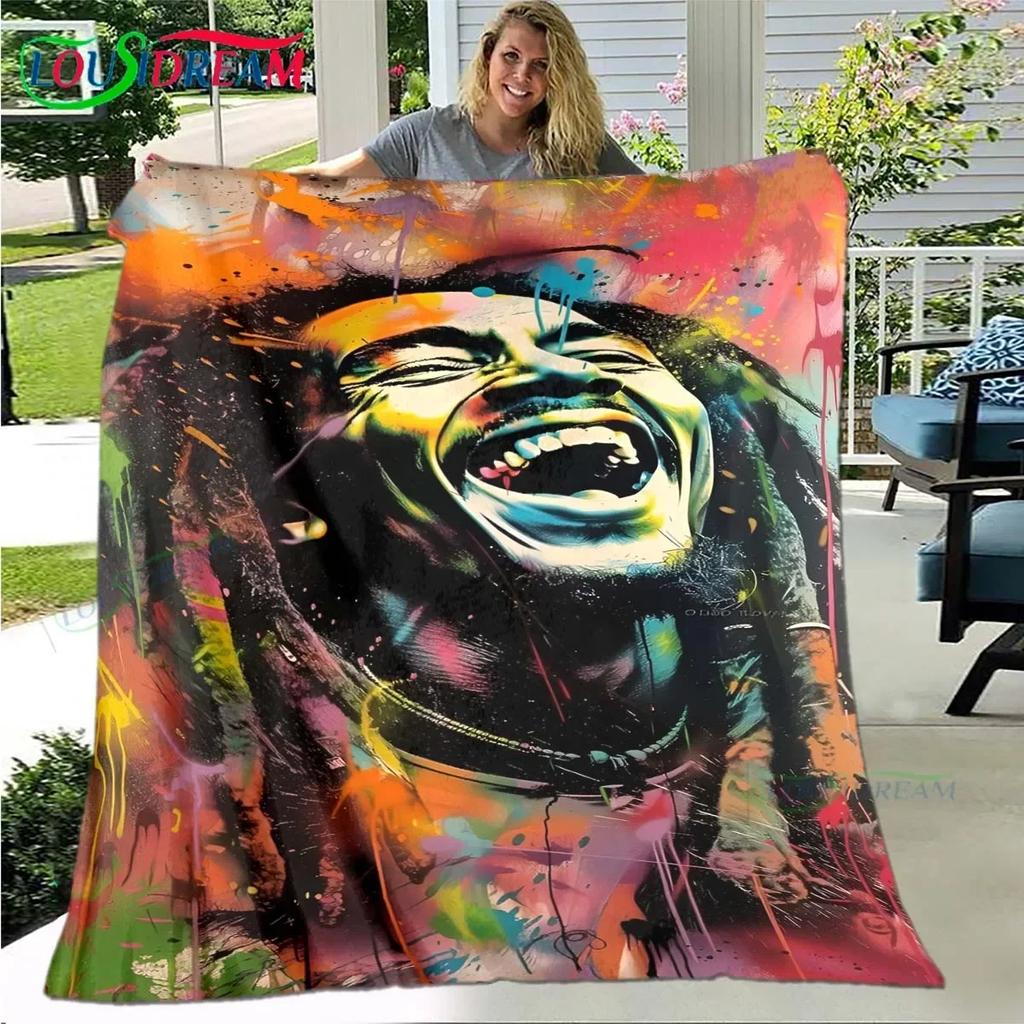 Pop Singer R-Reggae Bob Marley Four Seasons Blanket Sofa Cover Travel Bed Plush Blanket Travel Office Break Blanket Gift