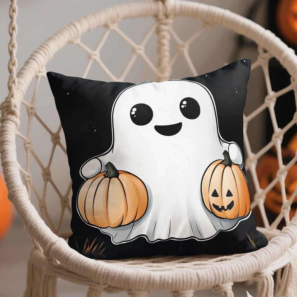 Cute Ghost Of Halloweencushions Pillowcase Polyester Cushion Cover Throw Pillow Sofa Decoration Pillowcover Home Decor