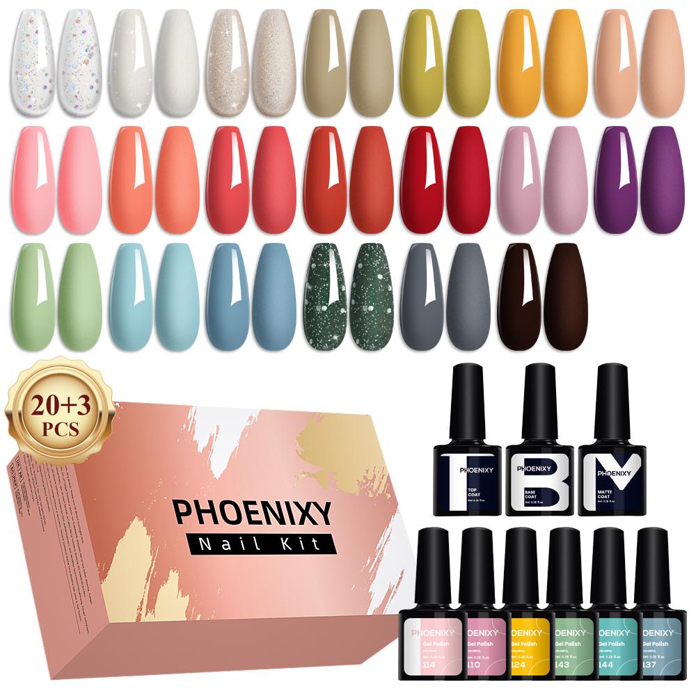 PHOENIXY 59/35/26 ΤΕΜ Σετ βερνικιού νυχιών gel με βάση και γυαλιστερό ματ Top Coat Soak off Gel Σετ νυχιών Κατάλληλο για Δώρα Gel Polish All Seasons