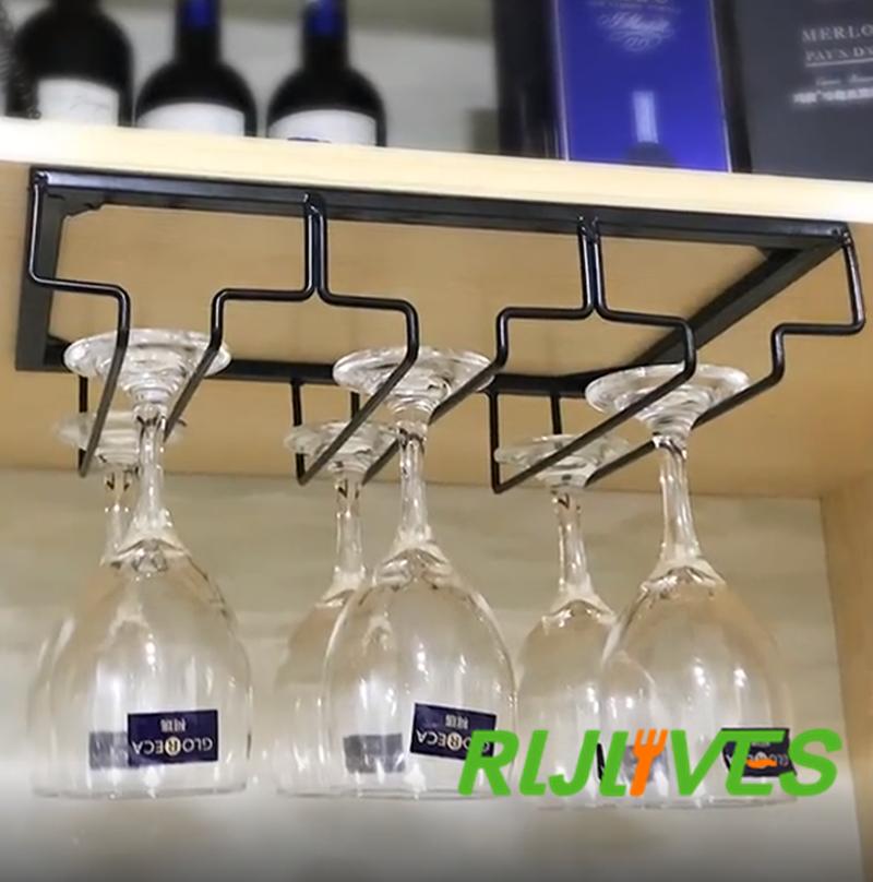 Wine Glasses Steel Holder Bartender Stemware Hanging Rack Under Cabinet Stemware Organizer Glass Goblet Iron Rack Bar Tool