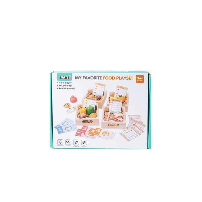 

Simulation Boxed Wooden Fruit Bread Sea Food Vegetables Children Toys Set