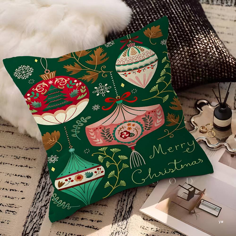 Christmas Tree Ball Decoration Pillow Case Cushion Cover Car Throw Pillow Case For Sofa Car Christmas Gift 40x40cm 45x45cm