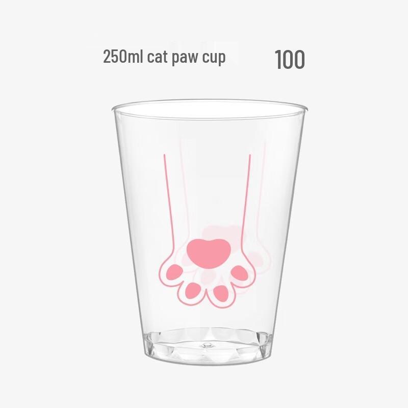 Shengbi Lai 250ml Cat Paw Hard Plastic Cups (100-Pack)