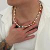 Ingemark Luxury Acrylic Rhinestone Imitation Pearl Beads Chain Necklace Men Retro Gold Color CCB Choker Necklace New Y2K Jewelry