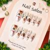 Press On Nails Medium Almond Fake Nails Glue On False Nails with Christmas Designs Full Cover Glossy Acrylic Stick On Artificial Nails for Women 24Pcs