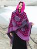 Winter Scarf Women Layers Poncho Vintage Hooded Houndstooth Floral Wraps Shawl Casual Warm Scarve Capa Para Mujer Pashmina Cloak