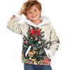 Kids Long Sleeve Christmas Print Casual Hooded Top for Boys and Girls Holiday Outfit