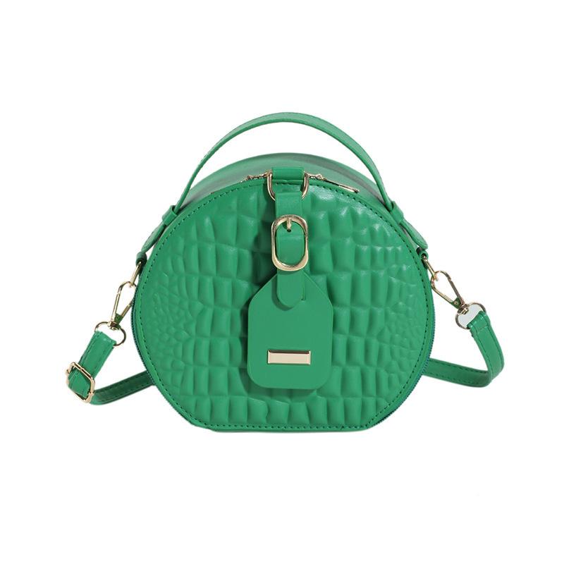 Popular Bag Women's Round Cake Bag Handbag 2024 New Fashion Foreign Style Women's Bag Crocodile Pattern Candy Color Messenger Bag