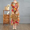 2025 New Vintage Printed Round Neck Loose Large Size Long Dresses