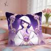 Raiden Shogun Genshin Impact Cushion Cover Square Short Plush Pillow Case Living Room Sofa Home Decor Funda X