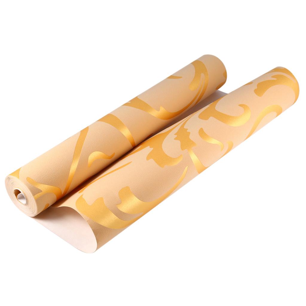 Nonwoven Wallpaper Mural Nonwoven Wallpaper Baroque Design M. Damask Ornament Gold 3‑Dimensional Optic
