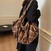 Chic Plaid Nylon Large Capacity Tote Bag Women Casual Top Handle Hobo Shoulder Shopper with Fixed Strap For Daily Work CLE