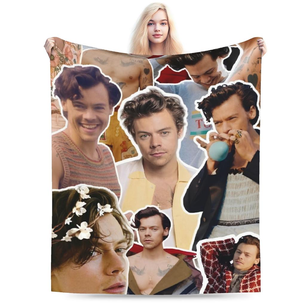 Harrys Styles Singer Blanket Fleece Spring Autumn Multifunction Lightweight Thin Throw Blanket for Bedding Bedroom Bedspreads