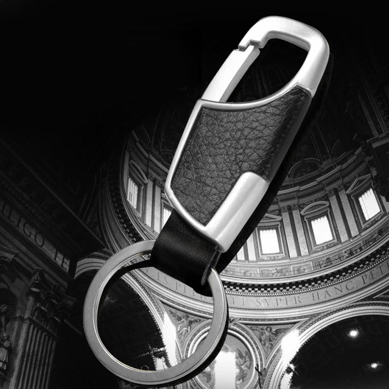 Luxury Leather Men Keychain Black Clasp Creative Diy Keyring Holder Car Key