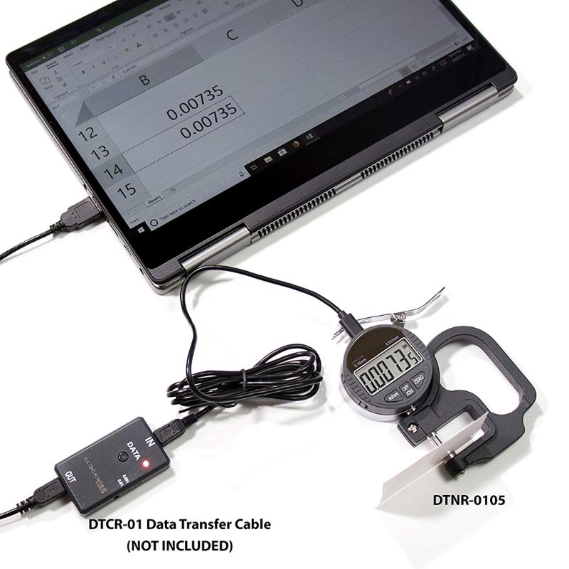 Digital Thickness Gauge DTGR-0055 - 0-0.4 Inch/10mm Range, 0.0005" Resolution, For Paper, Leather, Fabric
