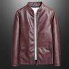 Chaqueta de piel sintética para hombre, cuello alto, manga larga, cierre de cremallera, cortavientos con bolsillos